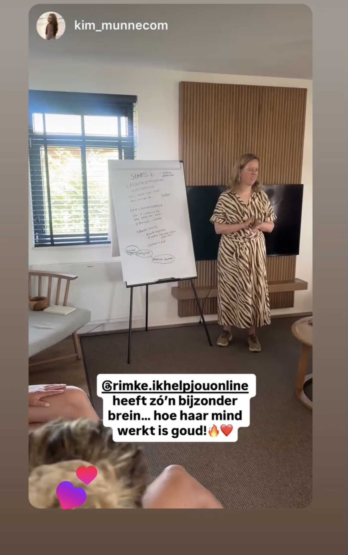 Instagram Story van businesscoach Kim Munnecom over Rimke